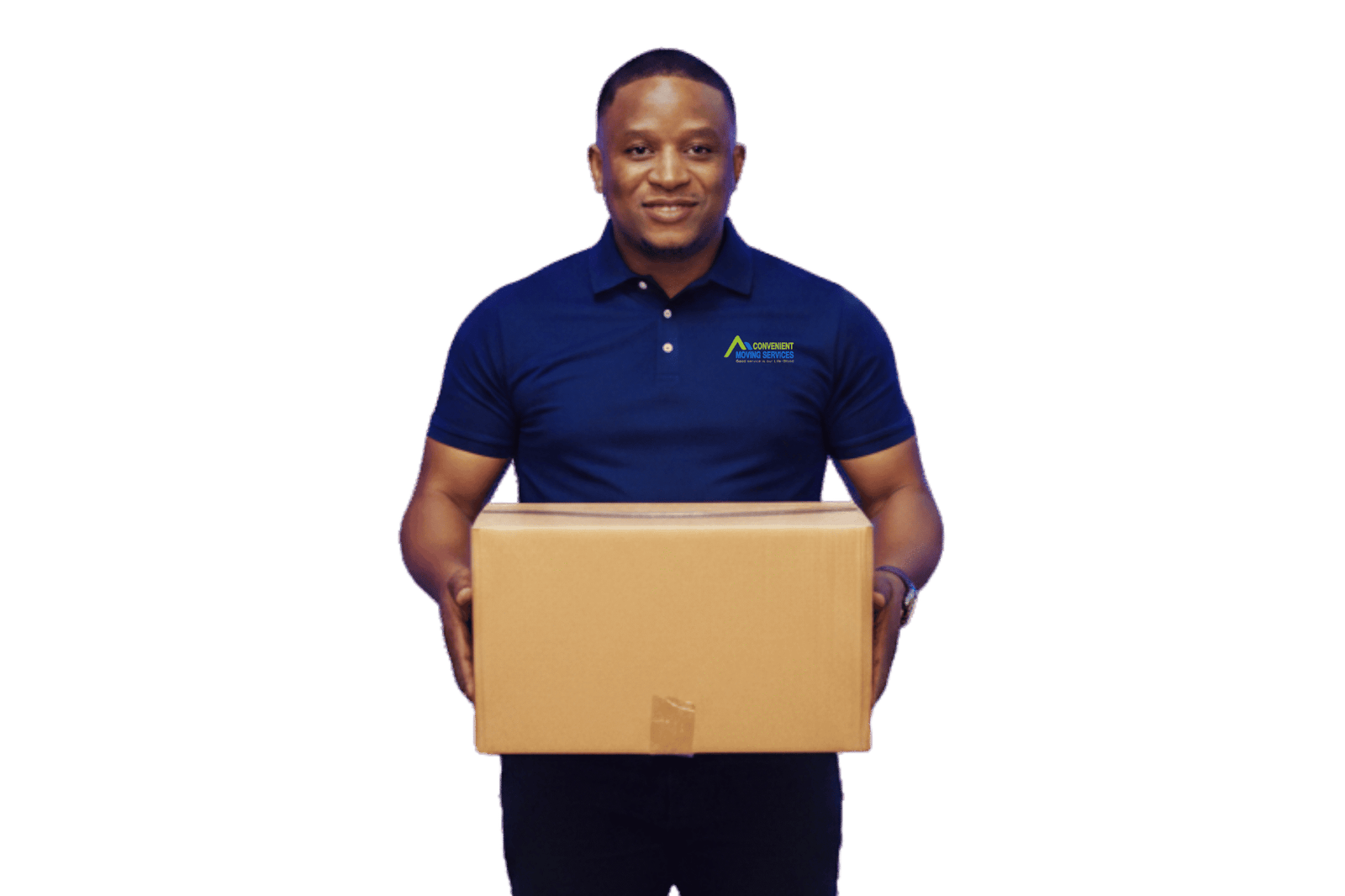 Convenient Moving Services mover holding a box